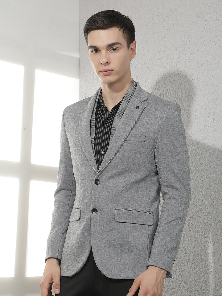 Grey Notched Lapel Blazer