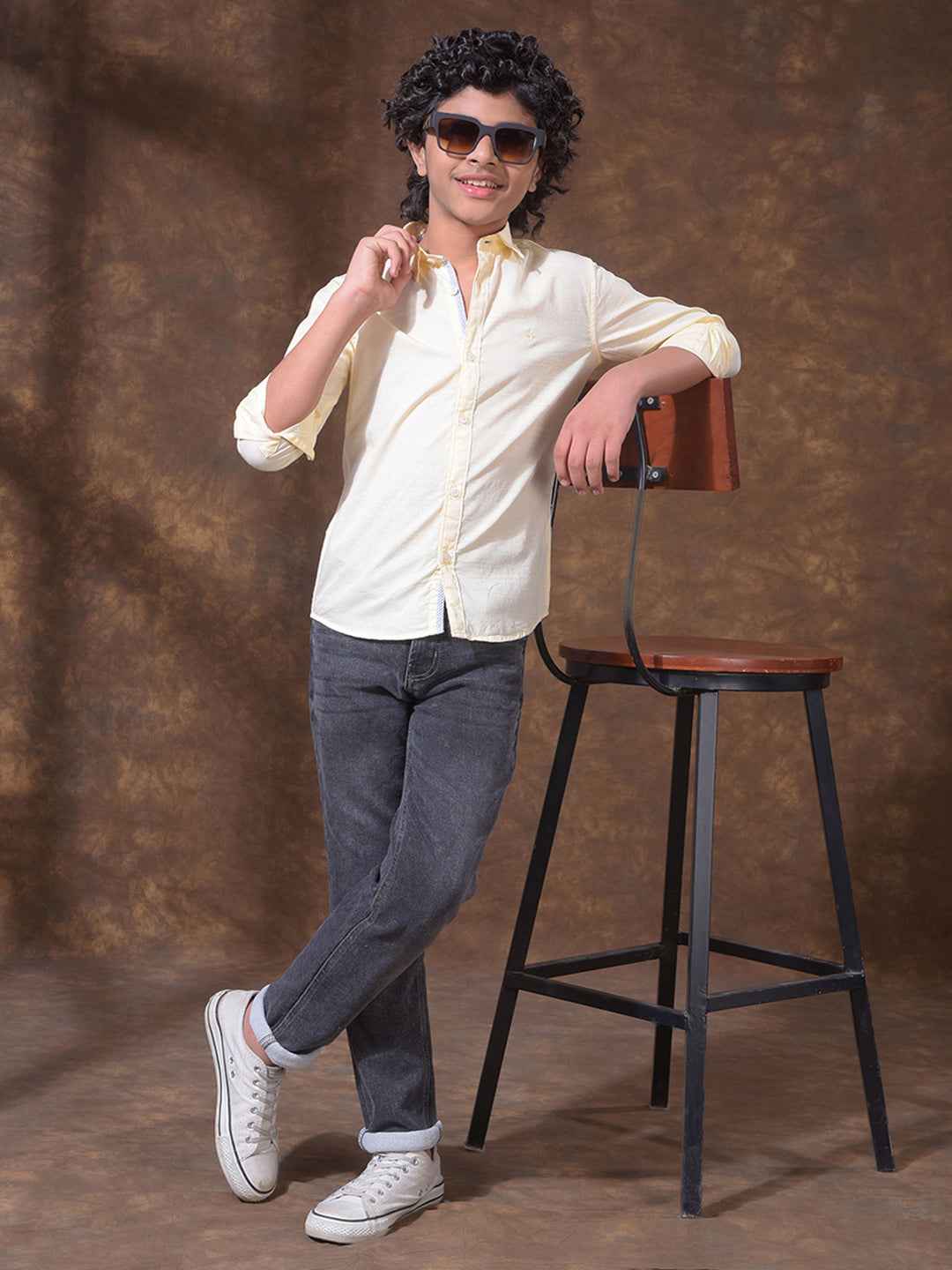 Yellow Textured Linen Shirt