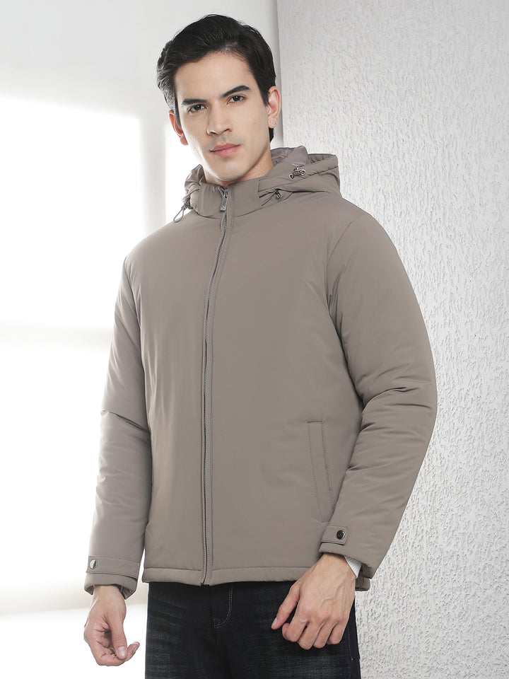 Khaki Padded Hooded Jacket
