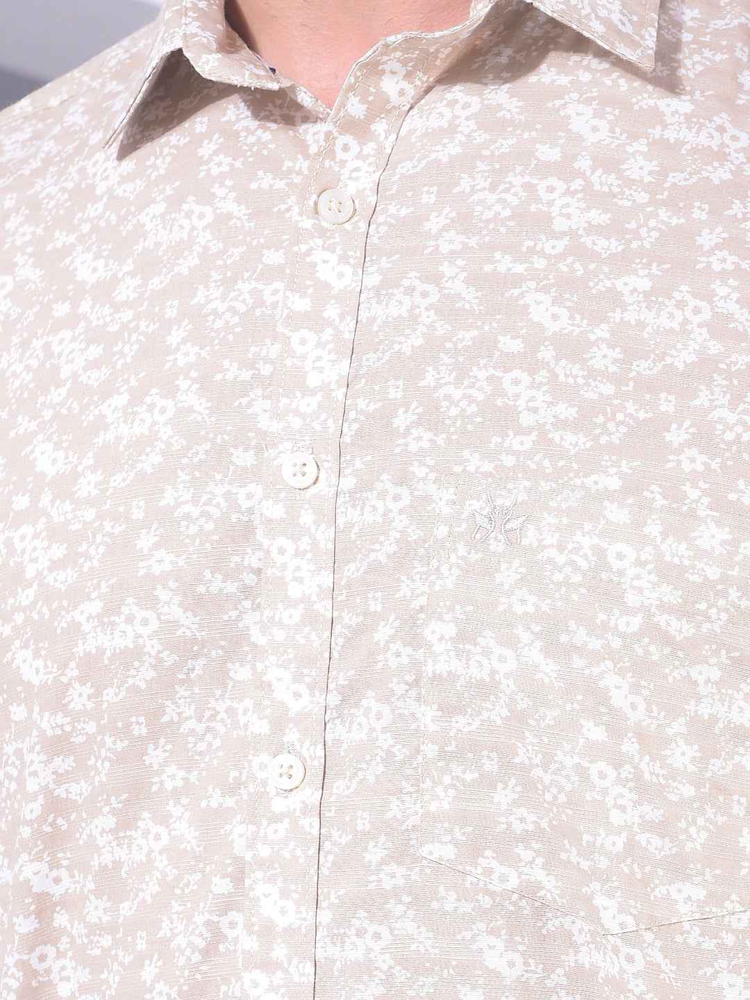 Beige Floral Print Shirt