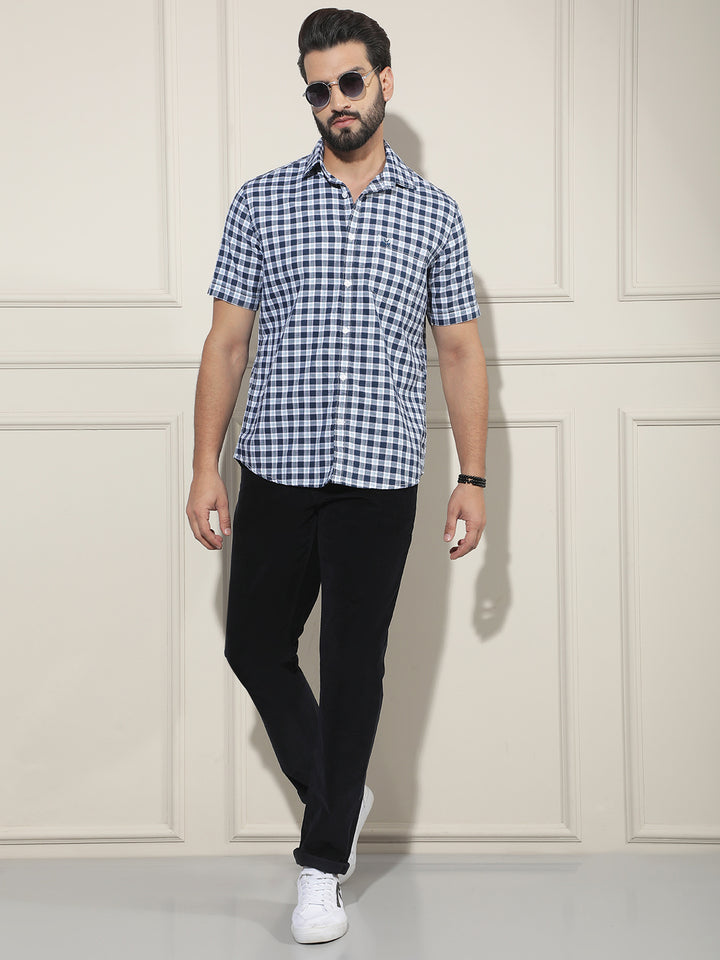 Blue Checked 100% Cotton Shirt