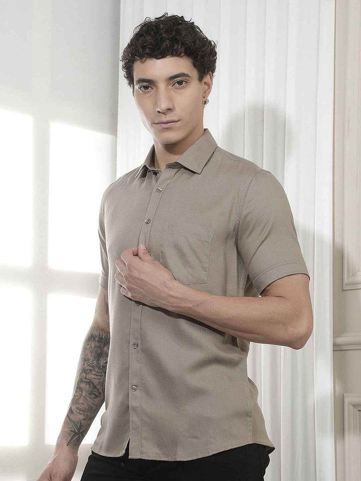 Modern Olive Casual Shirt