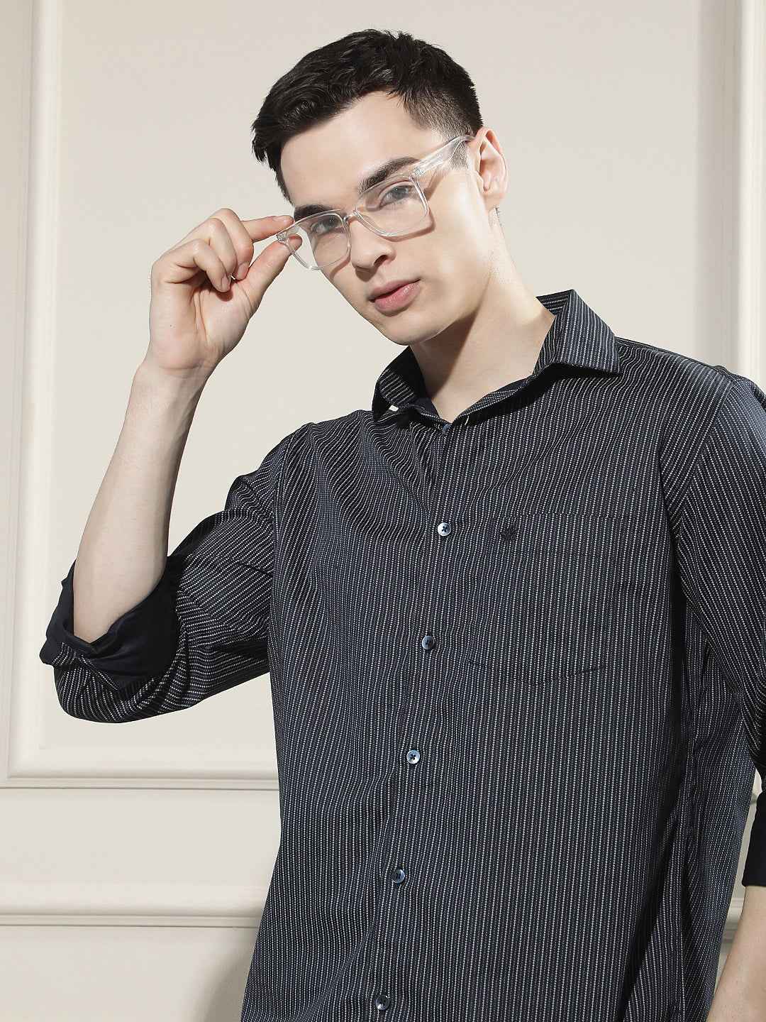 Navy Blue Printed Shirt
