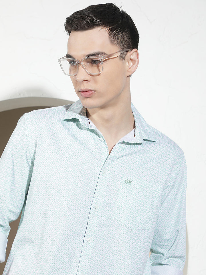 Modern Moss Green Printed Shirt