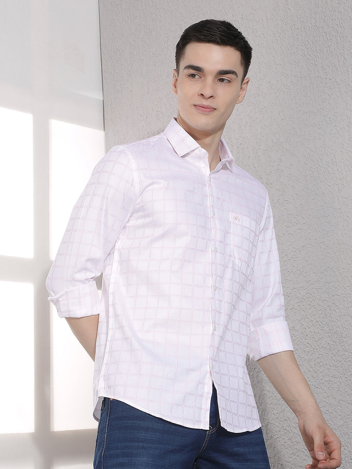Pink Checked 100% Cotton Shirt