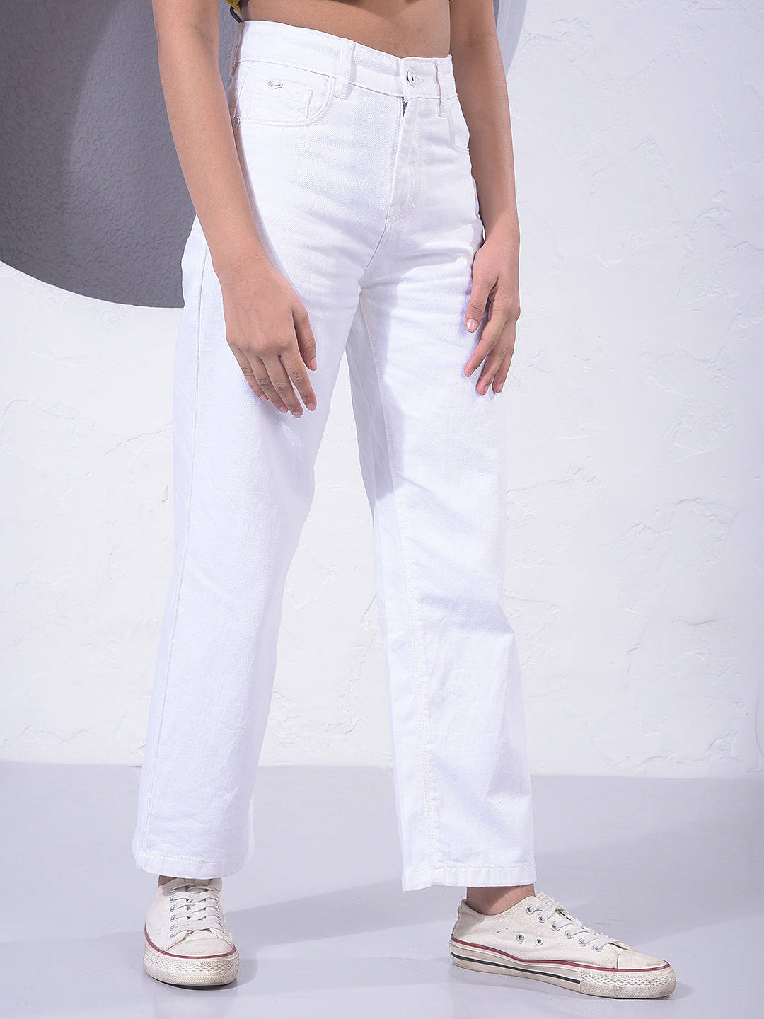 White 100% Cotton Wide Leg Jeans