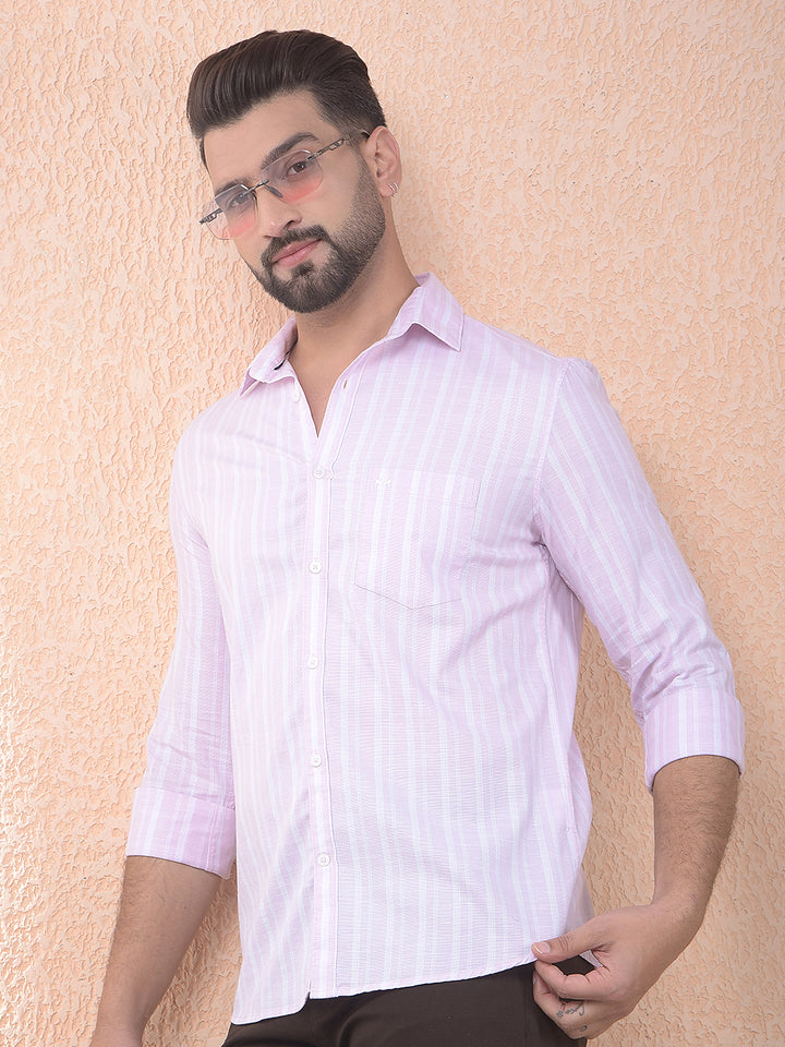 Pink Vertical Stripes 100% Cotton Shirt