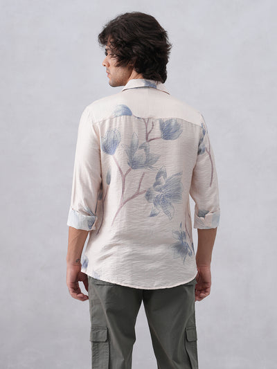 Chic Floral Beige Print Shirt