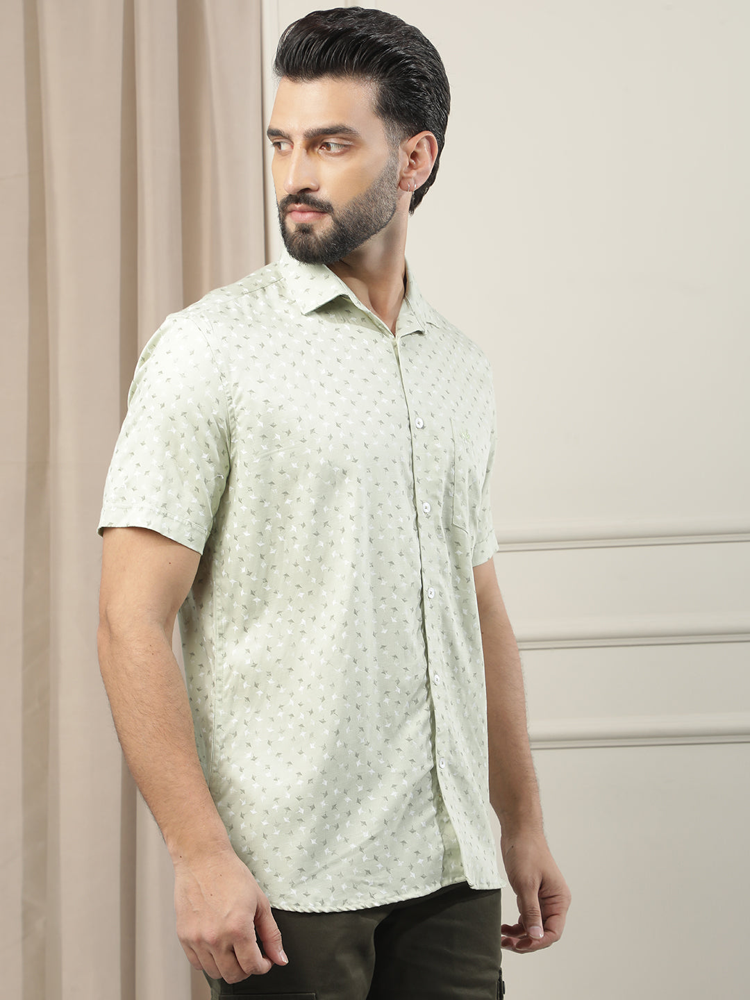 Modern Pine Green Printed Shirt