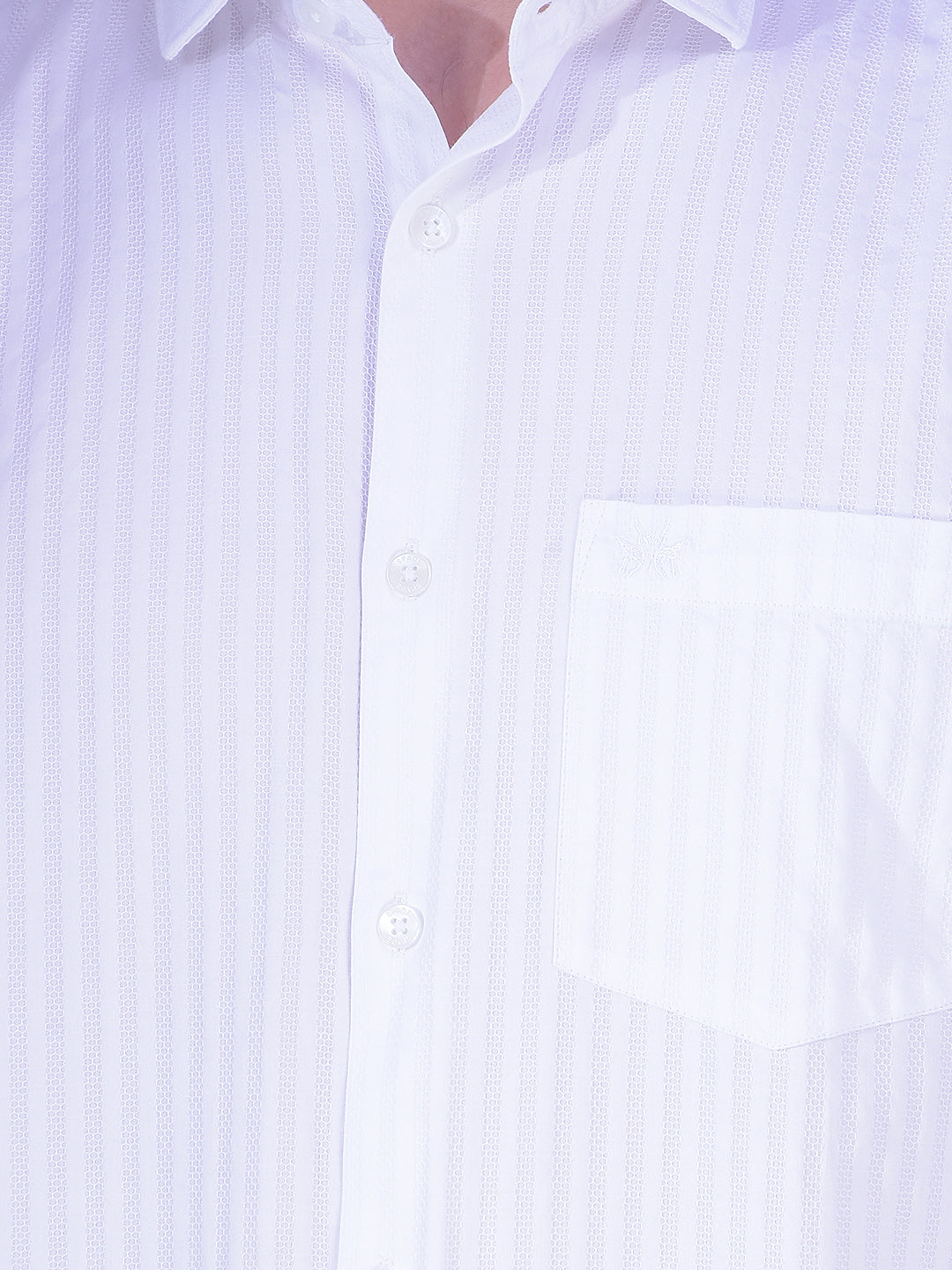 White Vertical Stripes 100% Cotton Shirt