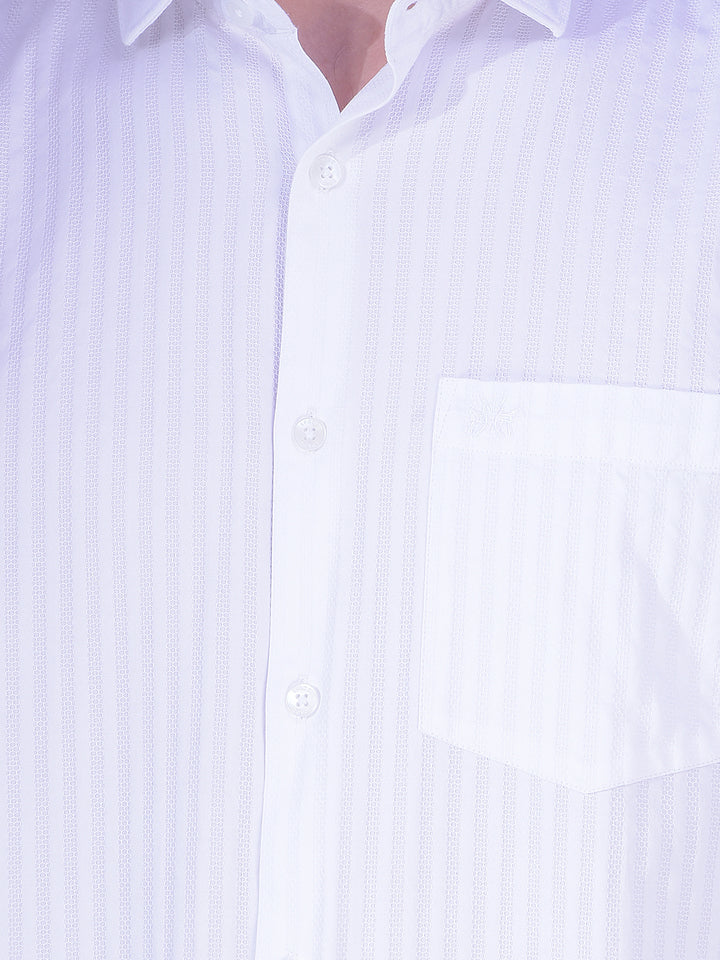 White Vertical Stripes 100% Cotton Shirt