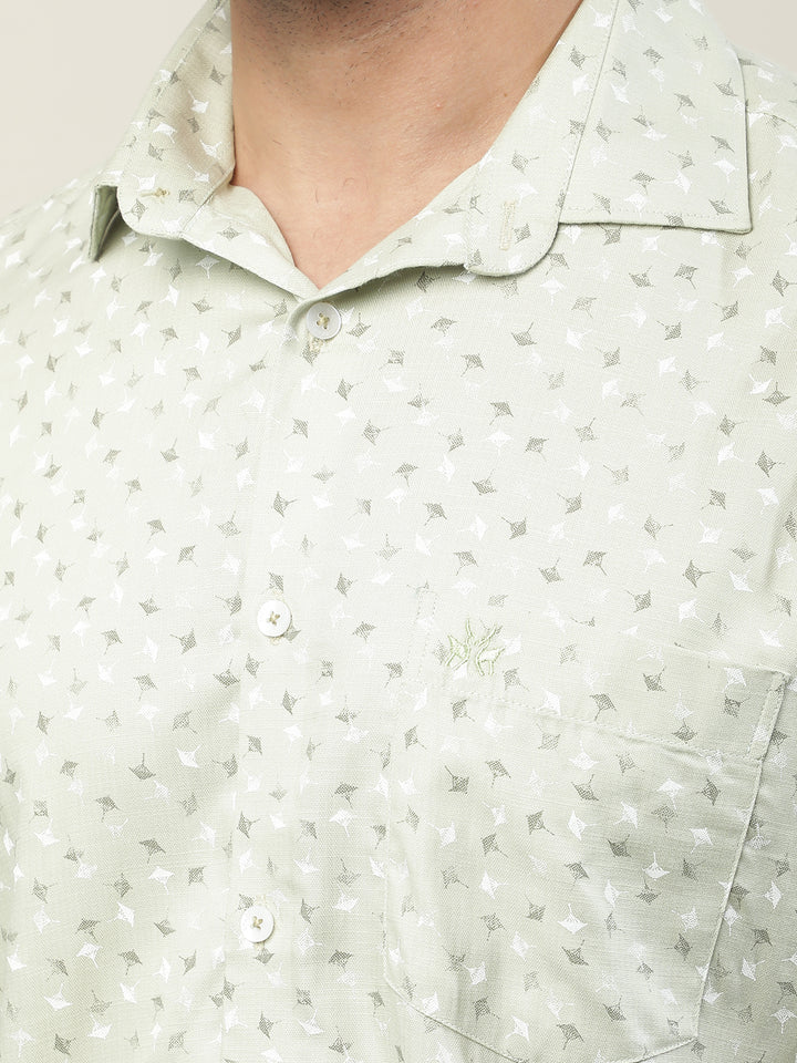 Modern Pine Green Printed Shirt