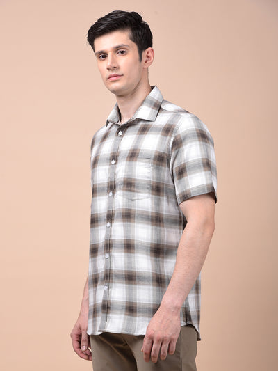 Brown Checked 100% Cotton Shirt