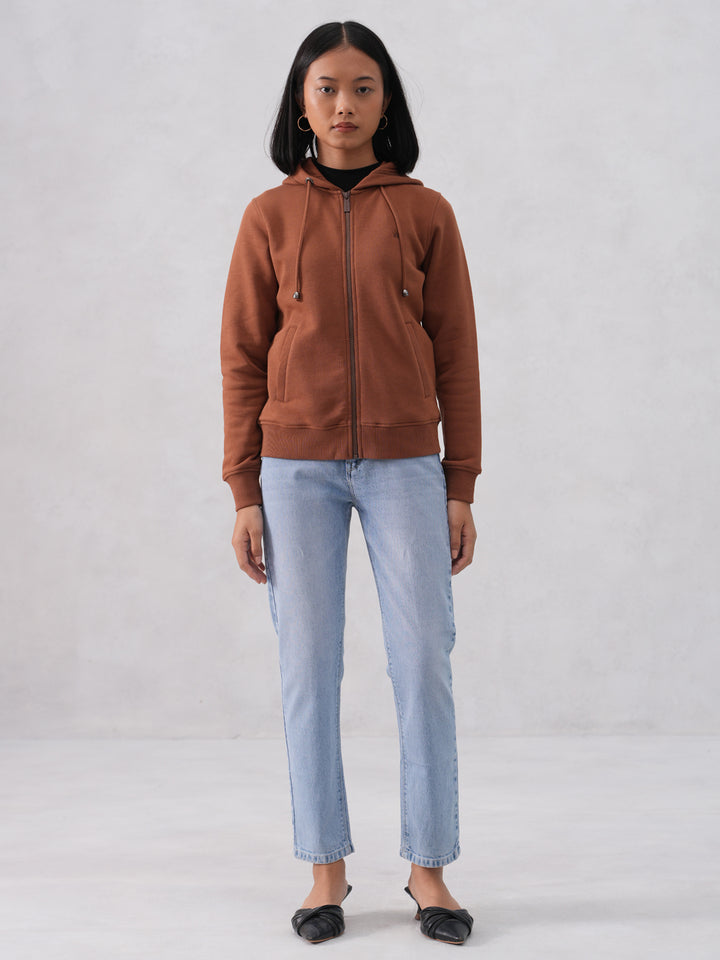 Brown Hooded Neck Sweatshirt