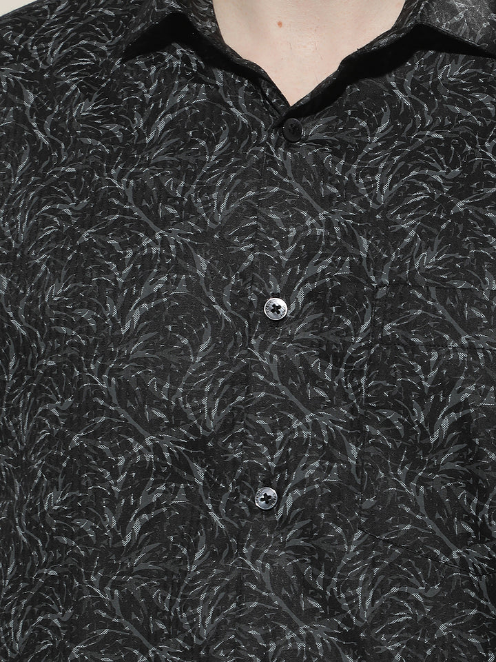 Olive Floral Print Shirt