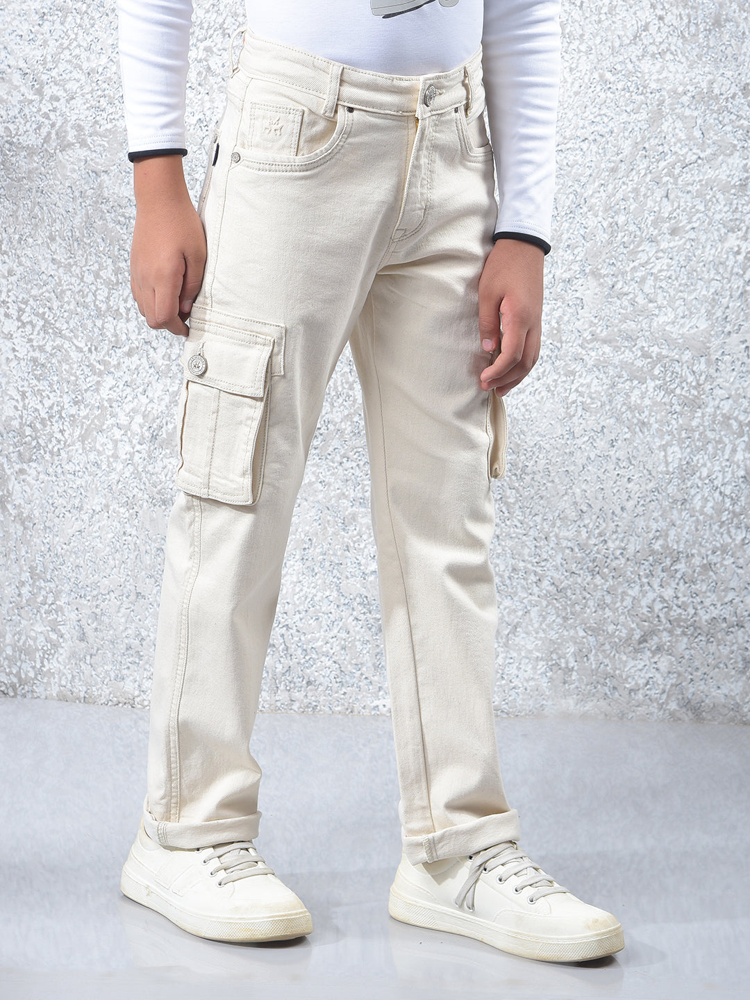 Beige Straight Cargo Jeans