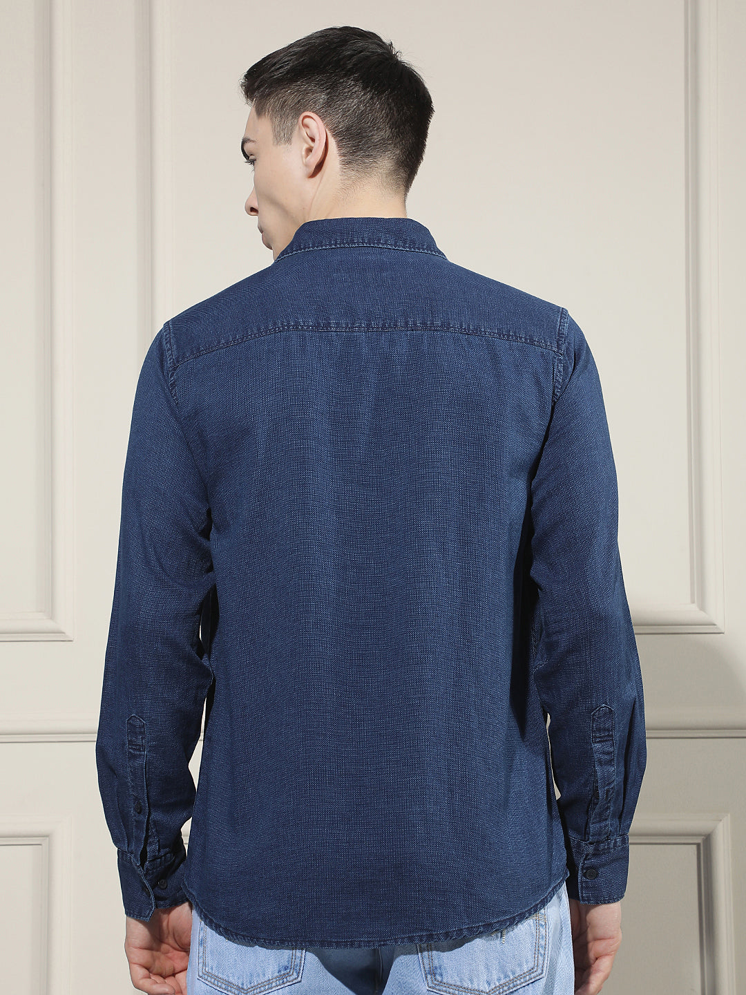 Navy Blue 100% Cotton Denim Shirt
