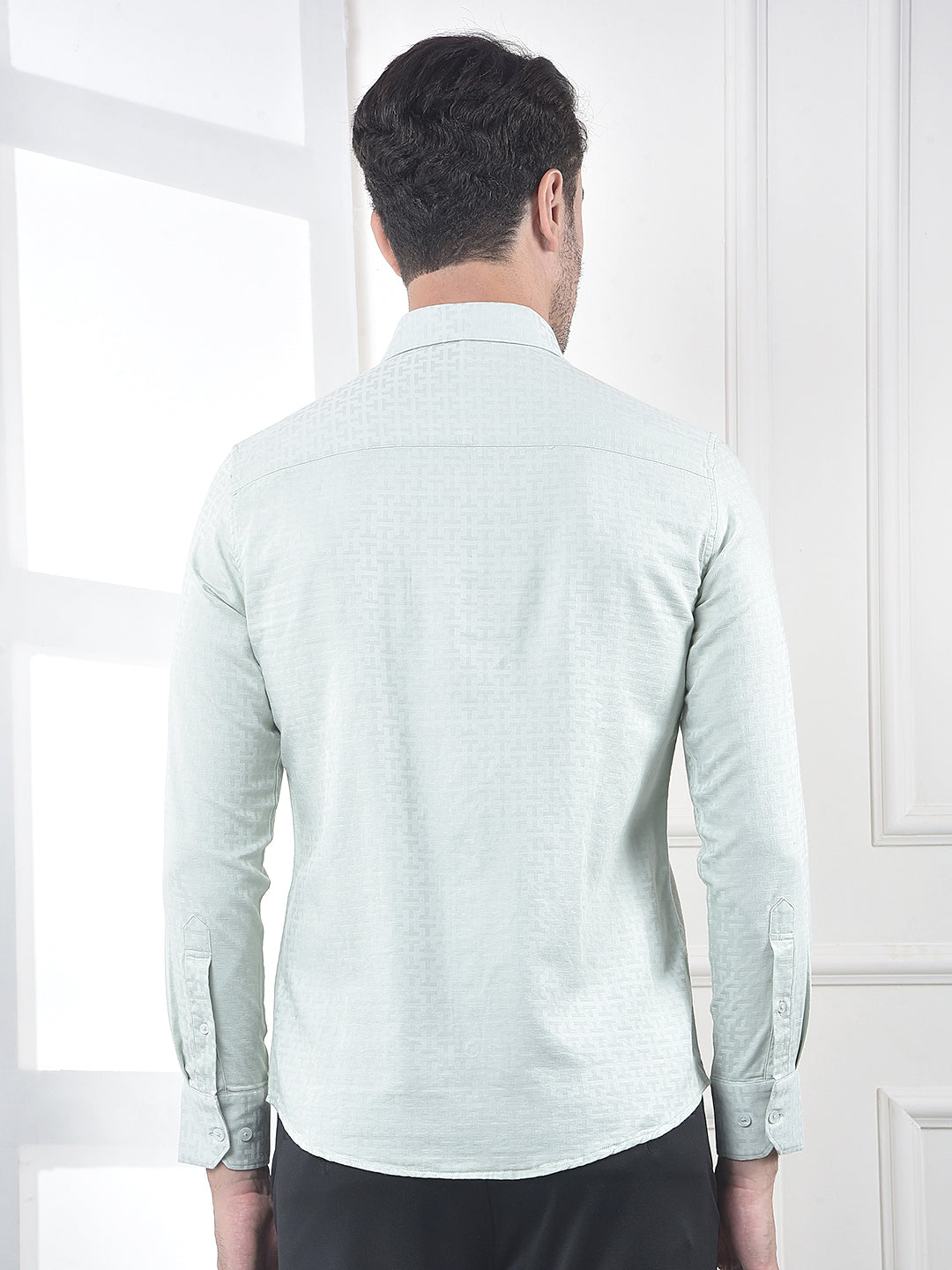 Green Jacquard 100% Cotton Shirt