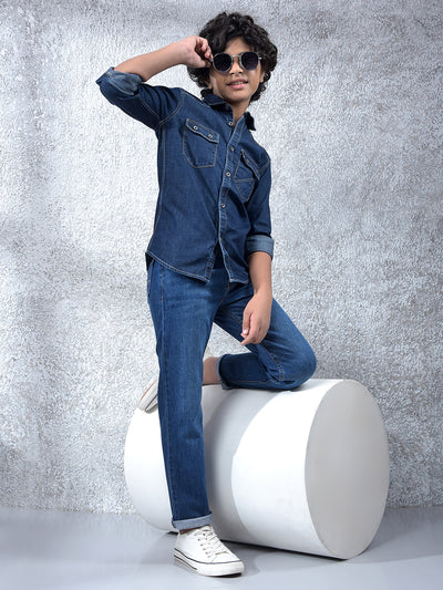 Contemporary Navy Blue Straight Jeans