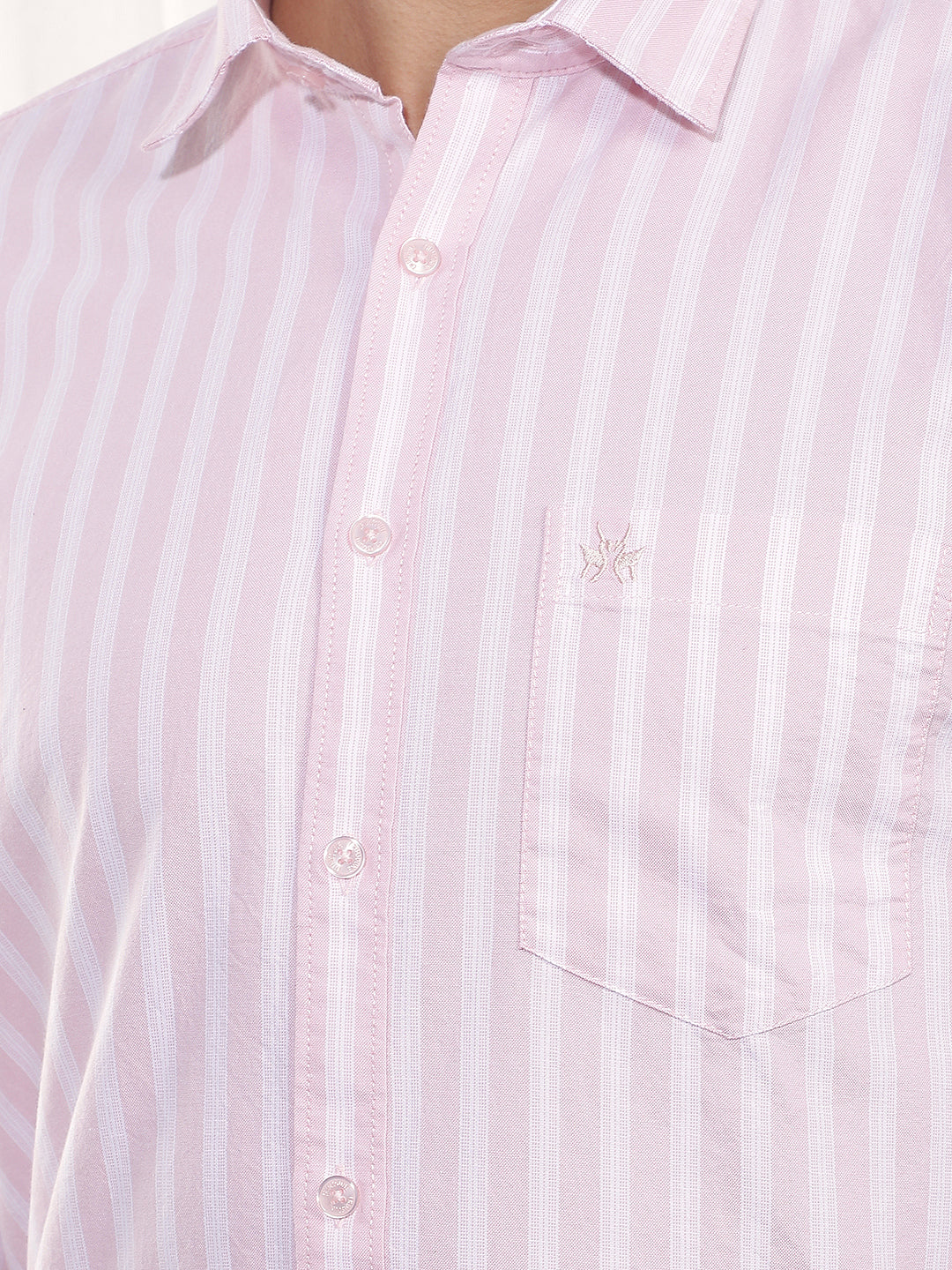Pink Vertical Striped 100% Cotton Shirt
