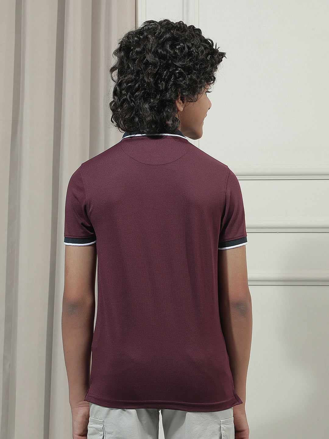 Wine Typographic Polo Neck T-Shirt