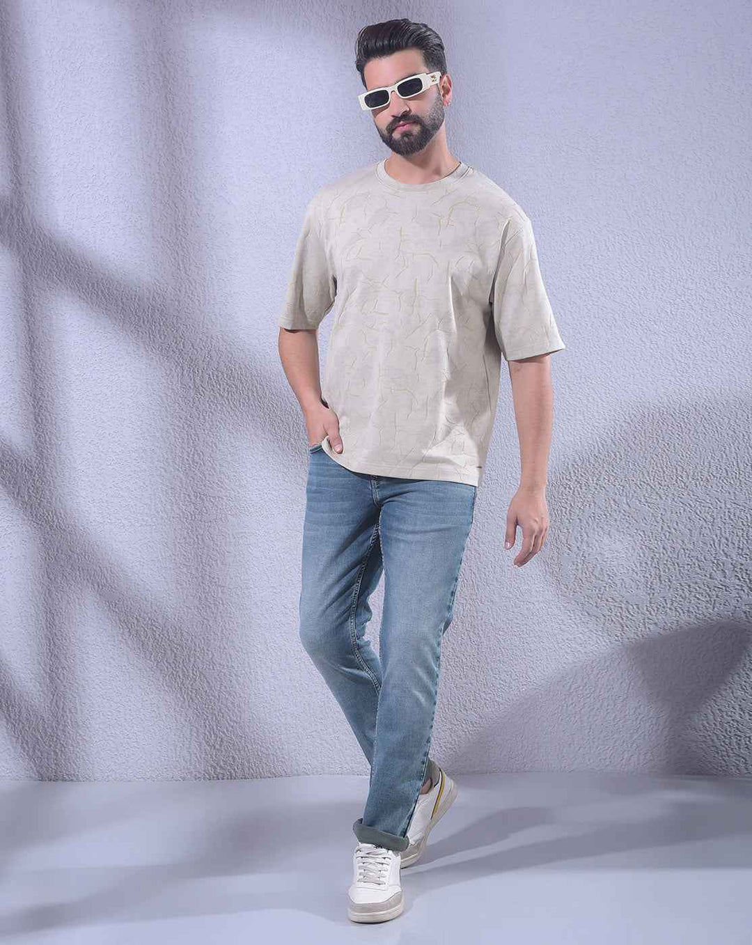 Beige Jacquard T-Shirt