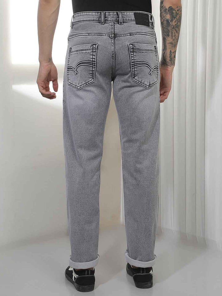 Grey Straight Casual Jeans