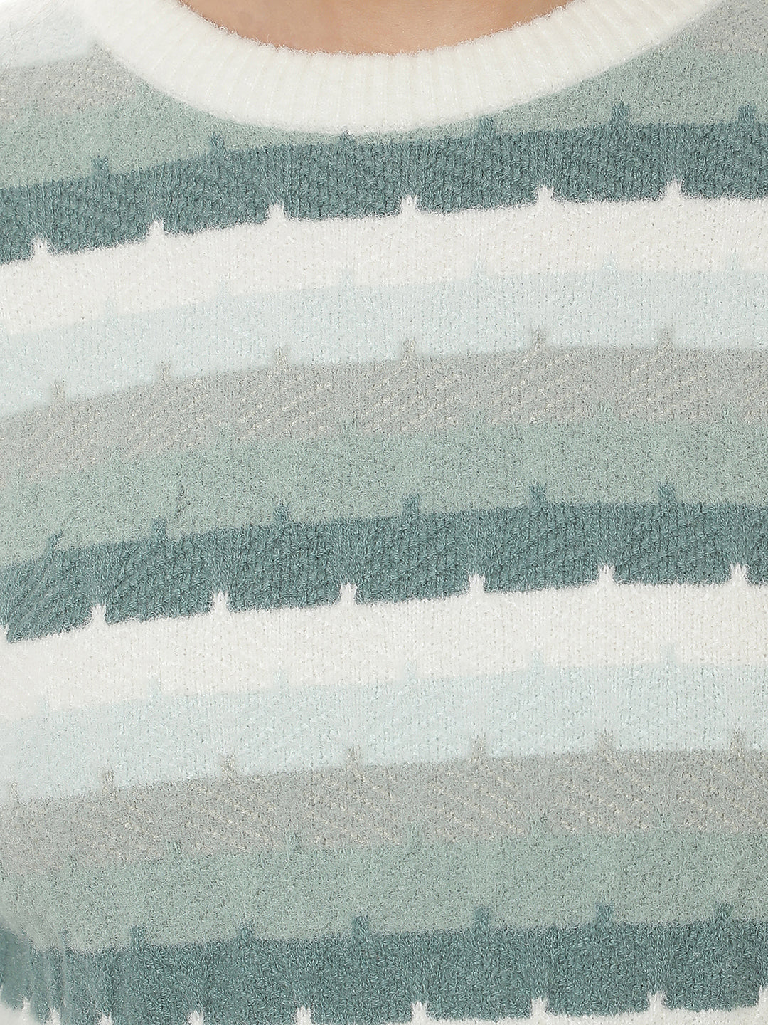 Green Horizontal Stripes Sweater