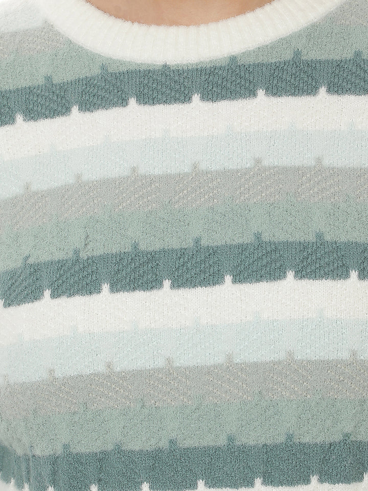 Green Horizontal Stripes Sweater