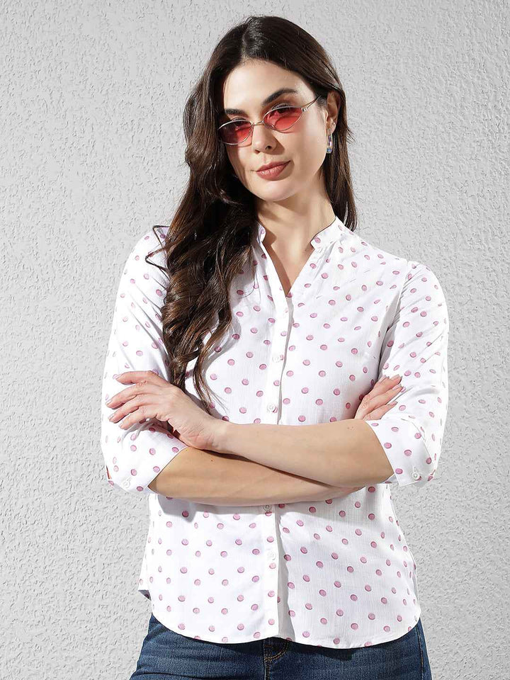 Pink Polka Dots V-Neck Shirt