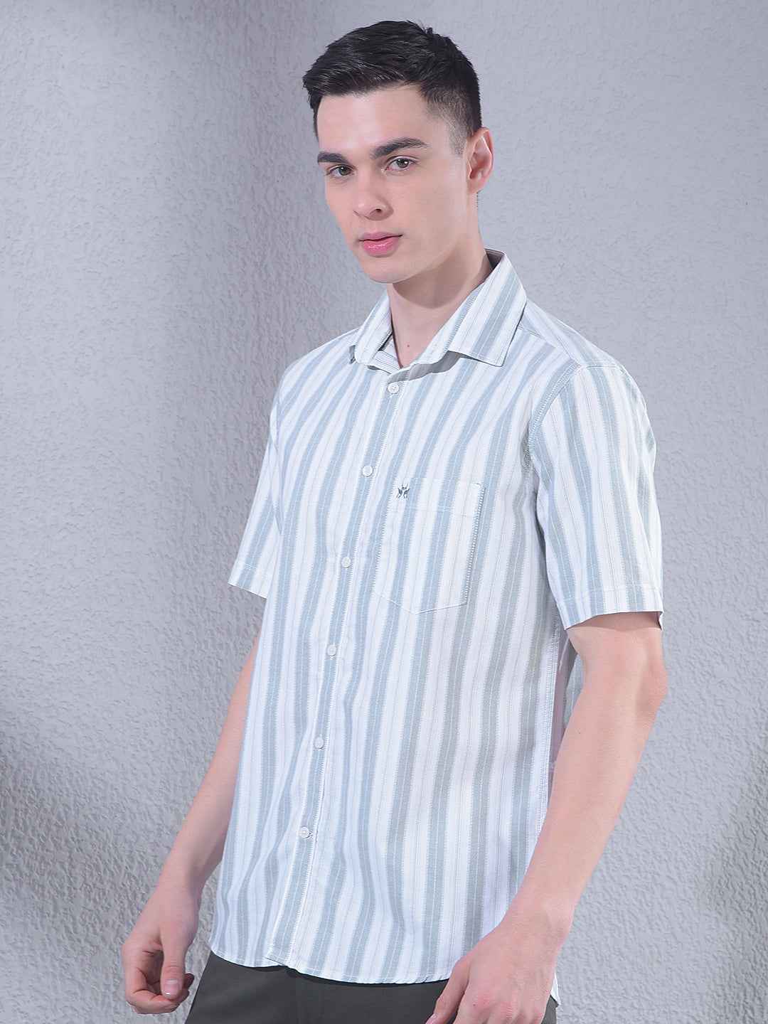 Green Vertical Stripes 100% Cotton Shirt