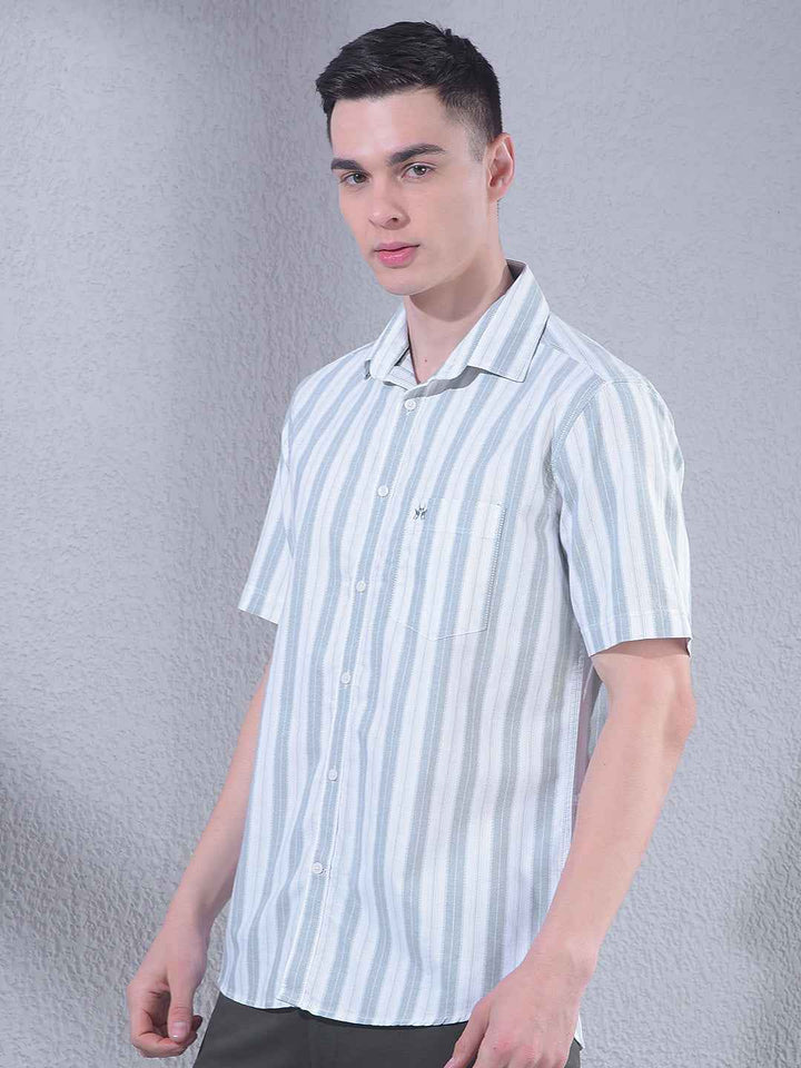 Green Vertical Stripes 100% Cotton Shirt