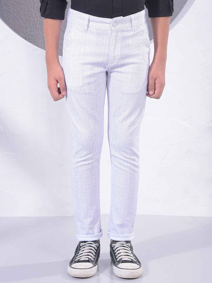 White Vertical Stripes Trousers