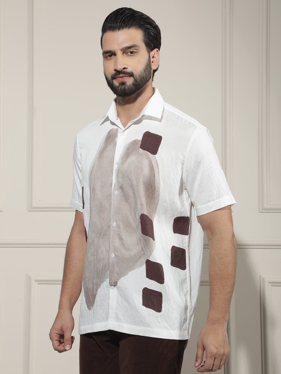 Luxe Hazelwood Brown Printed Shirt