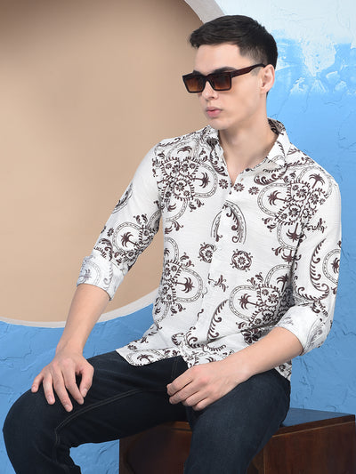 Brown Floral Print Shirt