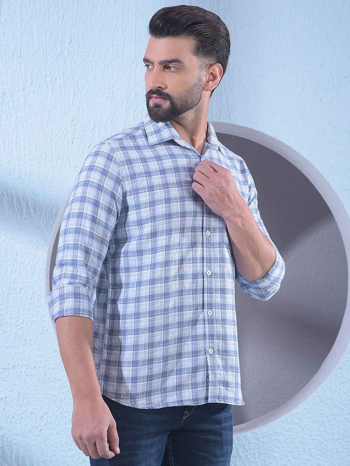 Blue Checked 100% Cotton Shirt