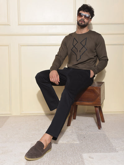 Olive Graphic Print Sweatshirt