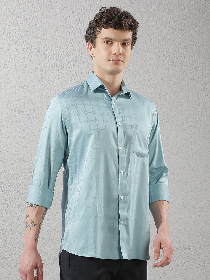 Blue Modern Printed Casual Shirt
