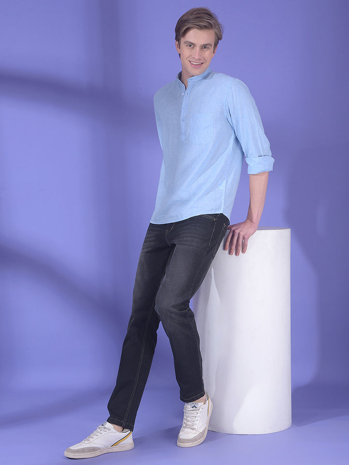 Loom Celadon Blue Linen Kurta