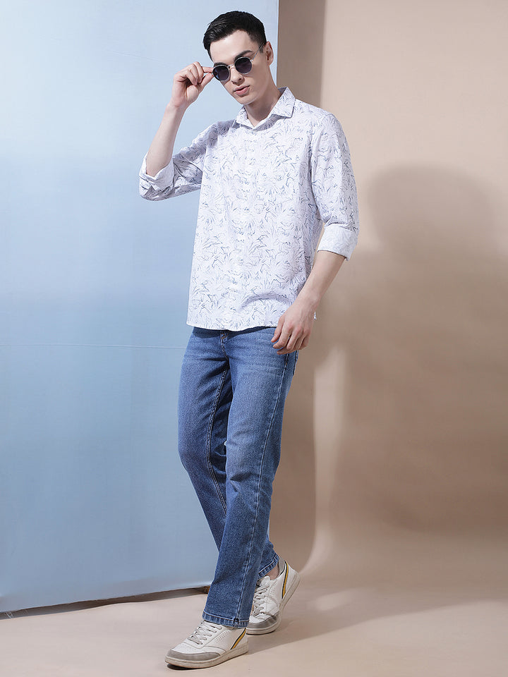 Blue Floral Print Shirt