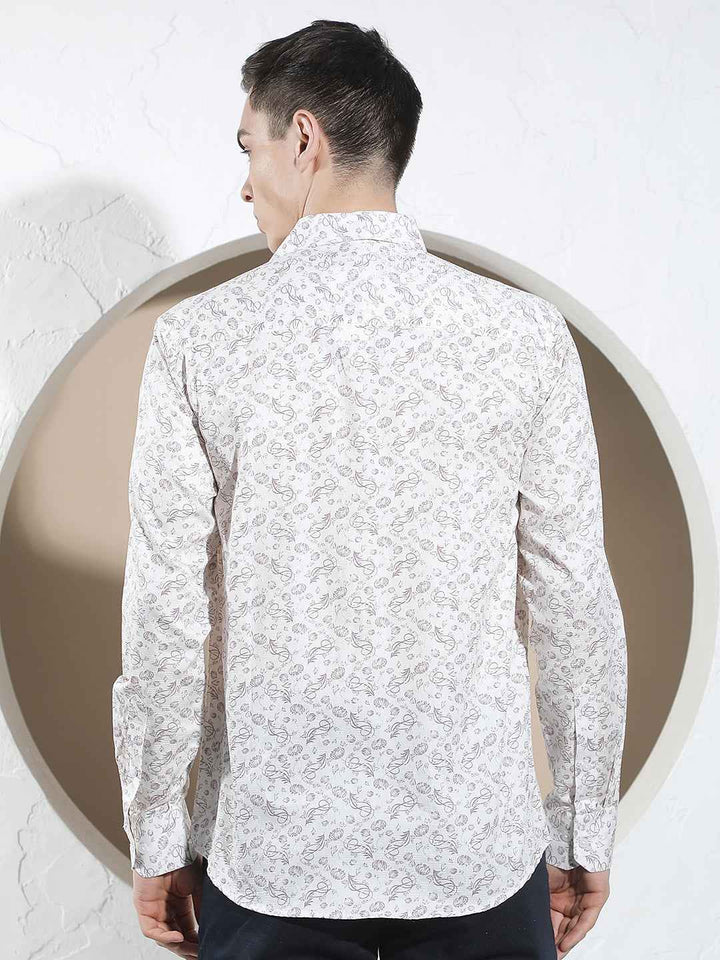 Purple Floral Print 100% Cotton Shirt