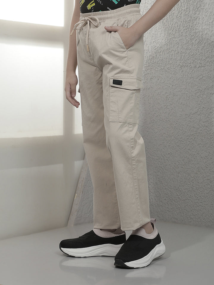 Sleek Oatmeal Beige Cargo Trackpants