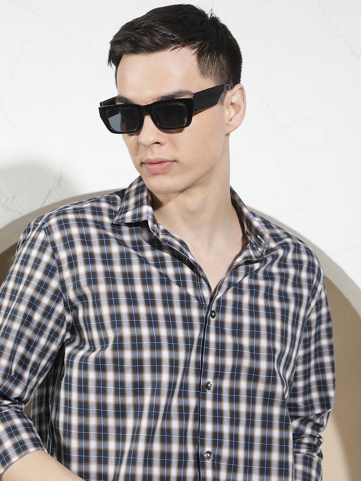Blue Checked 100% Cotton Shirt