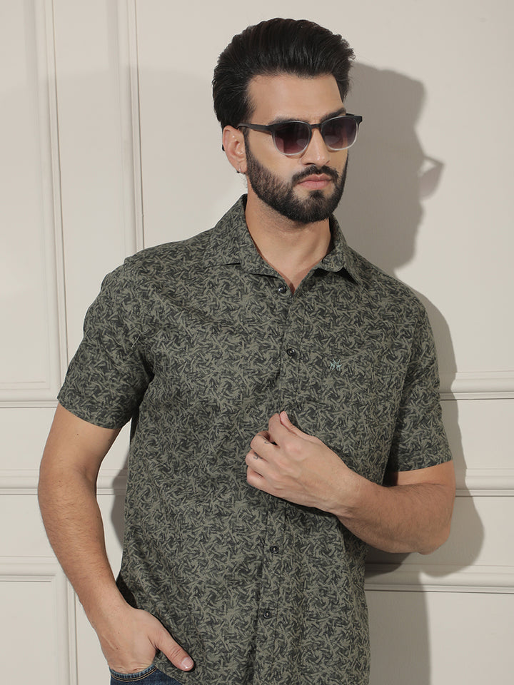 Green Floral Print Shirt