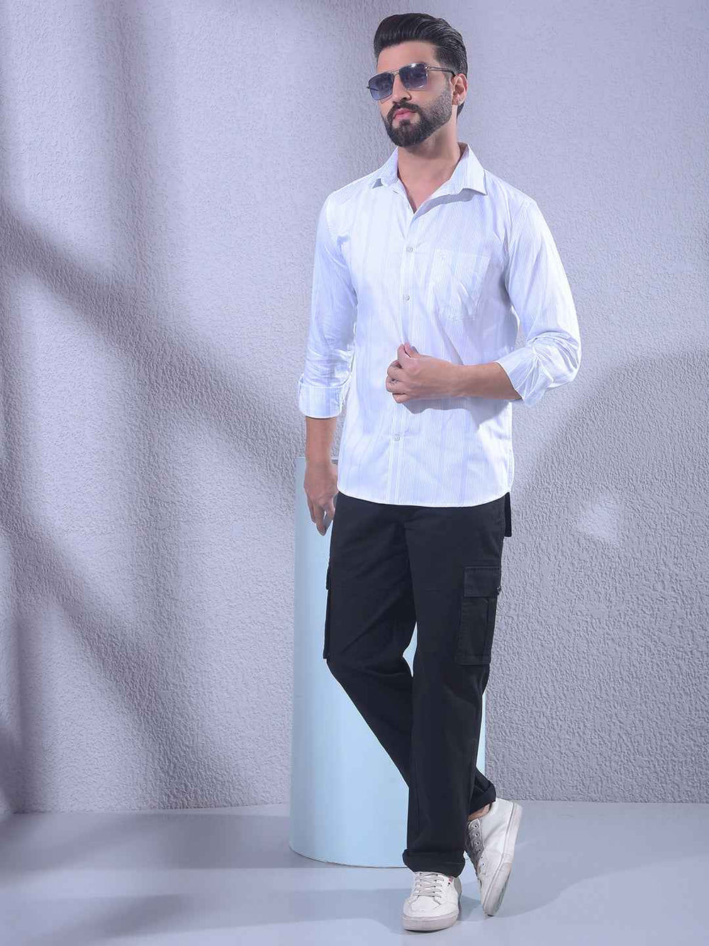 Blue Vertical Stripes 100% Cotton Shirt