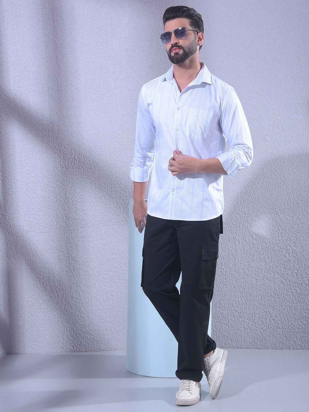 Blue Vertical Stripes 100% Cotton Shirt