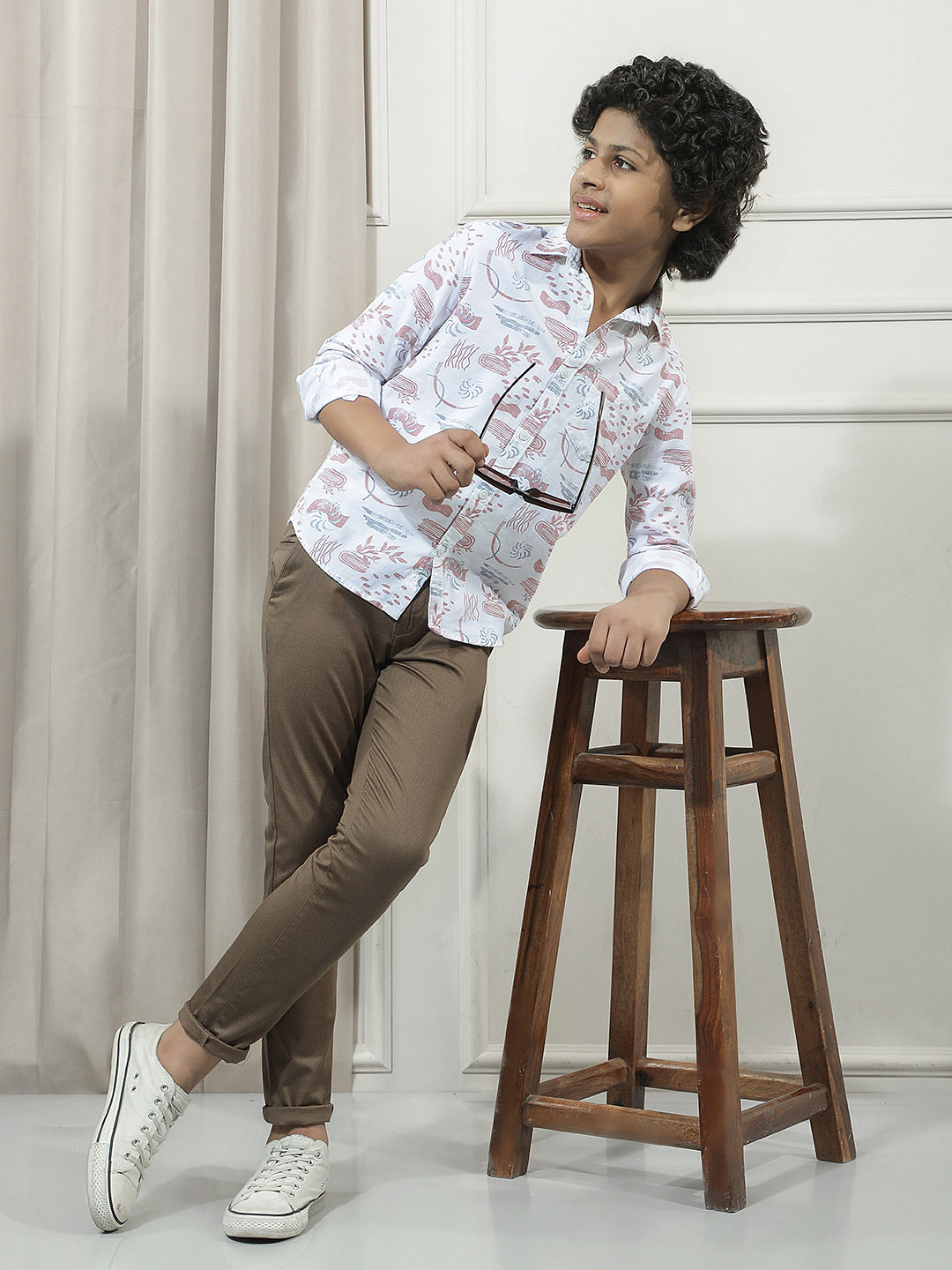 Brown Cotton Stretchable Trousers