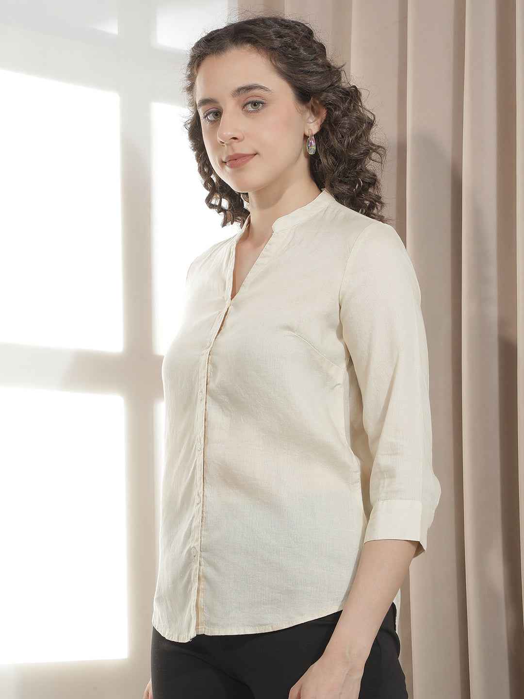 Natural Beige Relaxed Linen Shirt