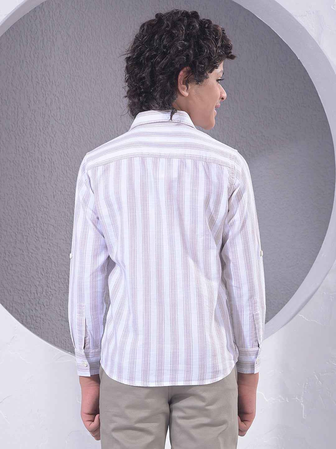 Purple Vertical Stripes 100% Cotton Shirt