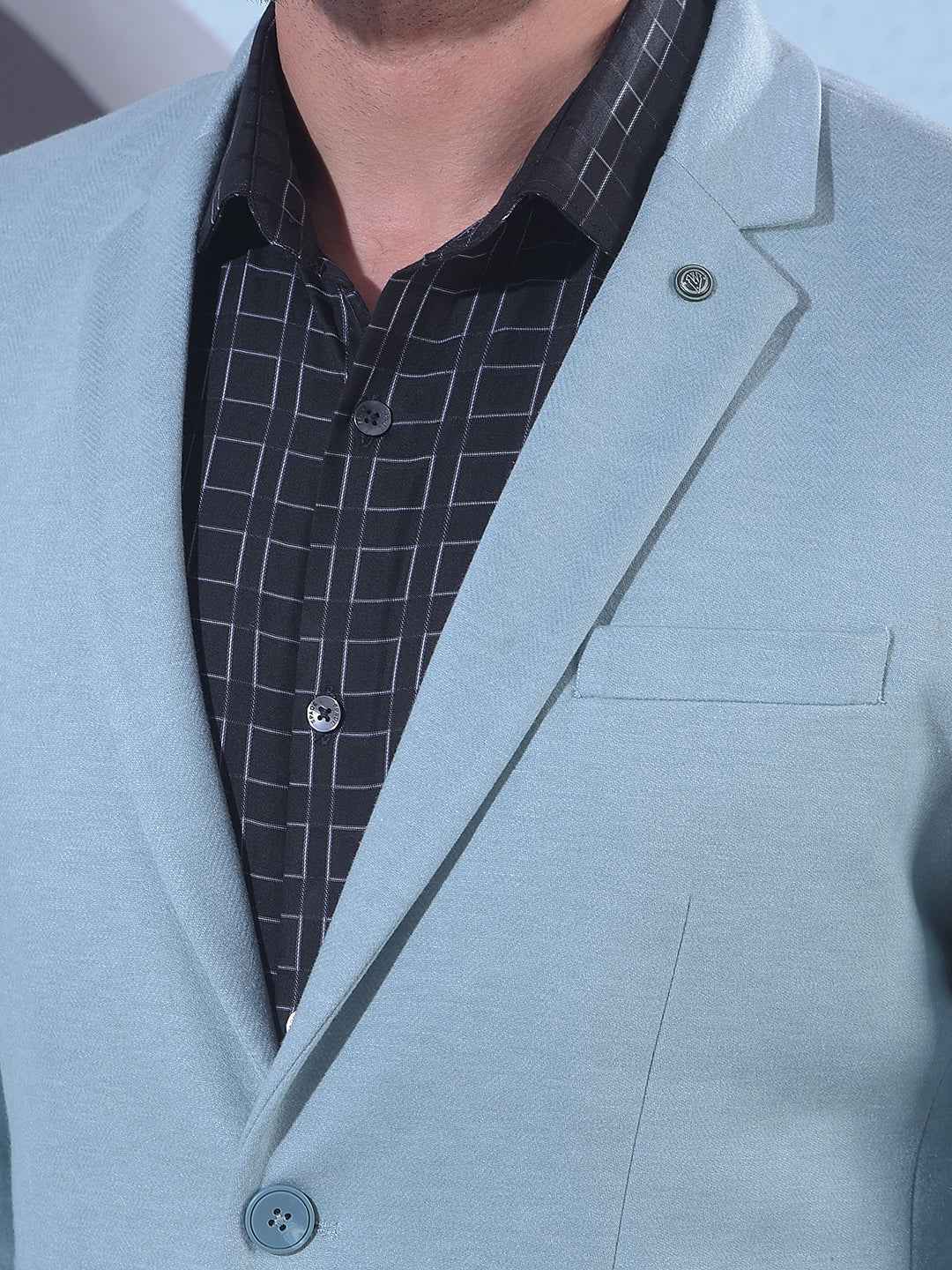 Green Notched Lapel Single Breasted Blazer